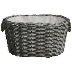 vidaXL Cesta para leña con asas de transporte sauce gris 60x40x28 cm