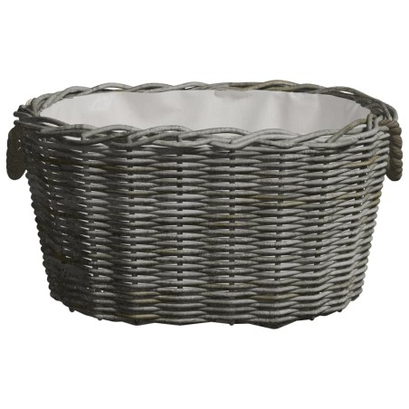vidaXL Cesta para leña con asas de transporte sauce gris 60x40x28 cm