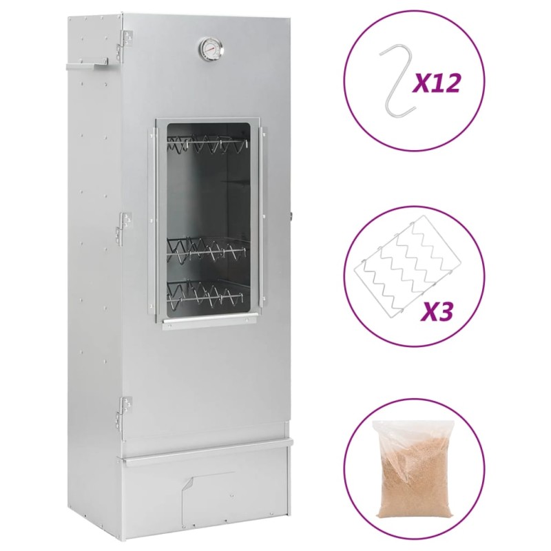 vidaXL Horno ahumador astillas madera acero galvanizado 44,5x29x110 cm vidaXL Horno ahumador astillas madera acero galvanizado 44,5x29x110 cm