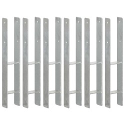 vidaXL Anclajes de valla 6 uds acero galvanizado plateado 9x6x60 cm