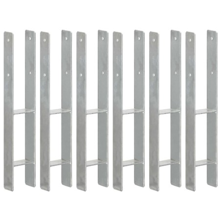 vidaXL Anclajes de valla 6 uds acero galvanizado plateado 9x6x60 cm