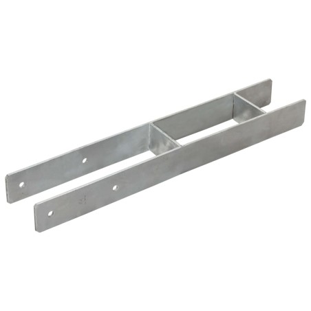 vidaXL Anclajes de valla 6 uds acero galvanizado plateado 9x6x60 cm