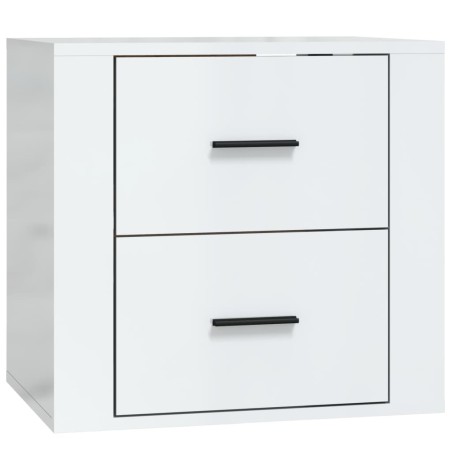 vidaXL Mesita de noche de pared blanco brillante 50x36x47 cm