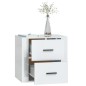 vidaXL Mesita de noche de pared blanco brillante 50x36x47 cm