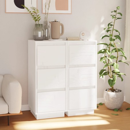 vidaXL Aparador 2 uds madera maciza de pino blanco 32x34x75 cm
