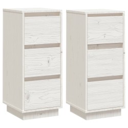 vidaXL Aparador 2 uds madera maciza de pino blanco 32x34x75 cm
