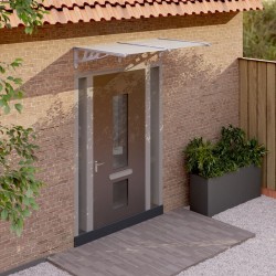 vidaXL Marquesina puerta policarbonato gris y transparente 152,5x90 cm