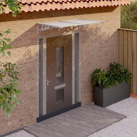 vidaXL Marquesina puerta policarbonato gris y transparente 152,5x90 cm