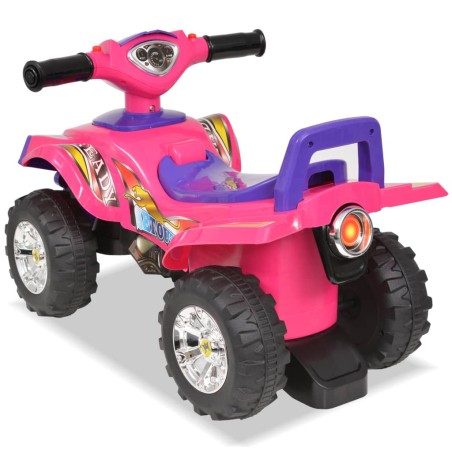 vidaXL Quad ATV correpasillos infantil con sonidos y luces rosa morado