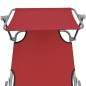 vidaXL Tumbona plegable con toldo acero y tela rojo vidaXL Tumbona plegable con toldo acero y tela rojo