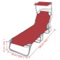vidaXL Tumbona plegable con toldo acero y tela rojo vidaXL Tumbona plegable con toldo acero y tela rojo
