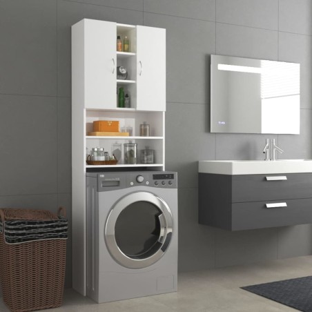 vidaXL Armario para lavadora blanco brillante 64x25,5x190 cm