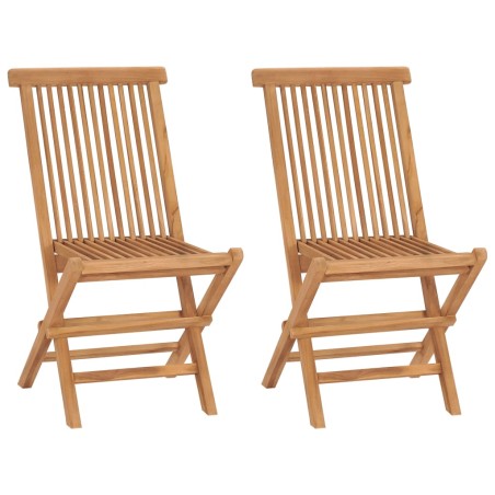 vidaXL Sillas de jardín plegables 2 unidades madera maciza de teca 