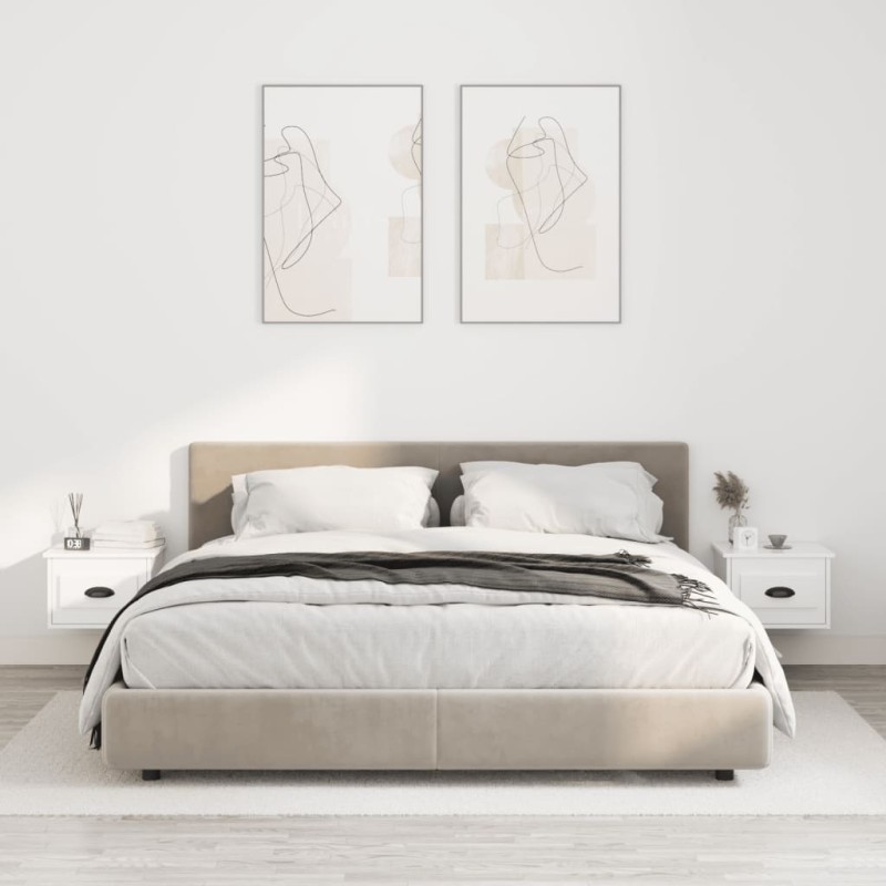 vidaXL Mesitas de noche de pared 2 uds blanco brillante 41,5x36x28 cm vidaXL Mesitas de noche de pared 2 uds blanco brillante 41,5x36x28 cm