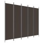 vidaXL Biombo divisor de 5 paneles de tela marrón 250x200 cm vidaXL Biombo divisor de 5 paneles de tela marrón 250x200 cm
