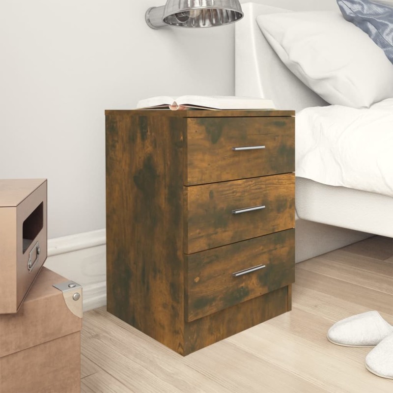 vidaXL Mesita de noche madera contrachapada roble ahumado 38x35x56 cm vidaXL Mesita de noche madera contrachapada roble ahumado 38x35x56 cm