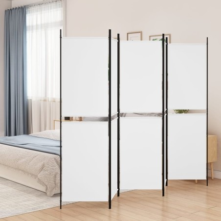 vidaXL Biombo divisor de 5 paneles de tela blanco 250x200 cm