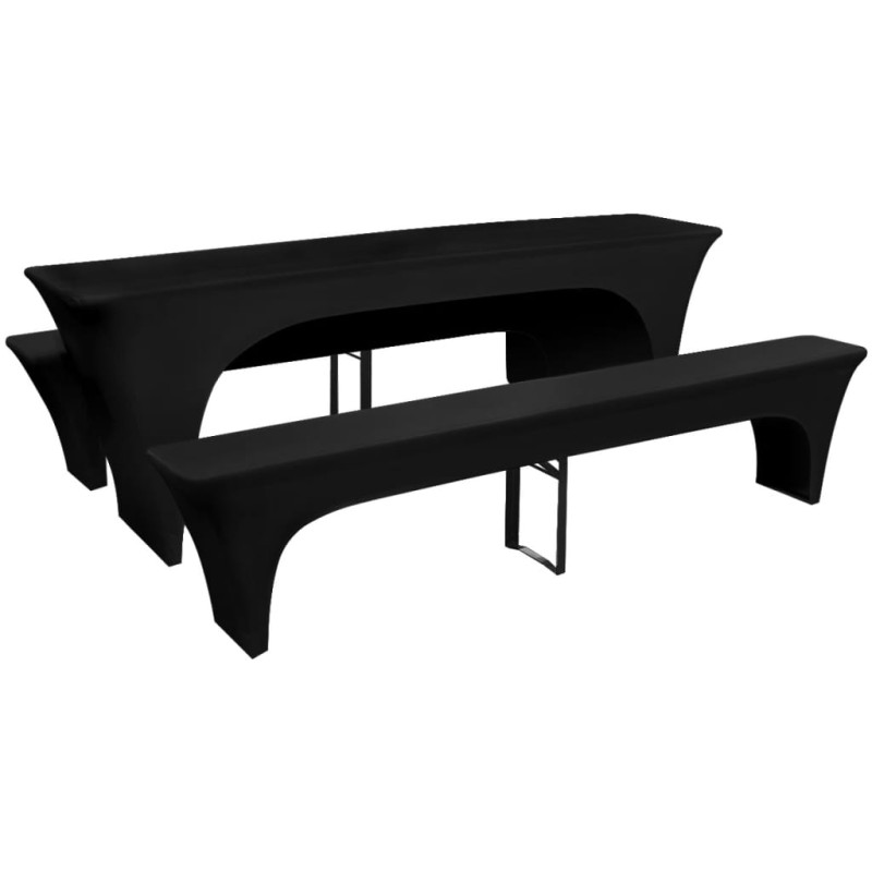 3 fundas negras estirables para mesa y 2 bancos 220x70x80 cm 3 fundas negras estirables para mesa y 2 bancos 220x70x80 cm
