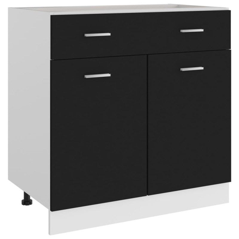 vidaXL Mueble inferior de cocina madera ingeniería negro 80x46x81,5 cm vidaXL Mueble inferior de cocina madera ingeniería negro 80x46x81,5 cm