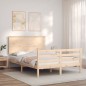 vidaXL Estructura de cama de matrimonio con cabecero madera maciza vidaXL Estructura de cama de matrimonio con cabecero madera maciza