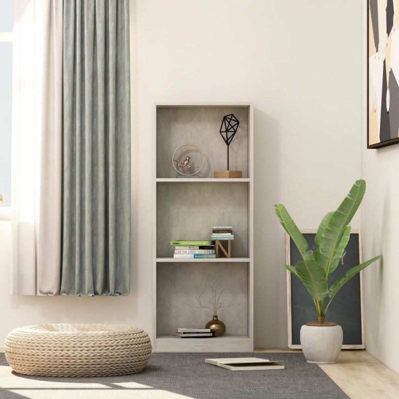 vidaXL Estantería de 3 niveles contrachapada gris hormigón 40x24x108cm vidaXL Estantería de 3 niveles contrachapada gris hormigón 40x24x108cm