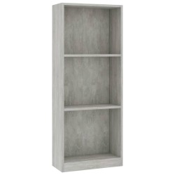 vidaXL Estantería de 3 niveles contrachapada gris hormigón 40x24x108cm