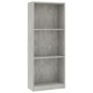 vidaXL Estantería de 3 niveles contrachapada gris hormigón 40x24x108cm vidaXL Estantería de 3 niveles contrachapada gris hormigón 40x24x108cm