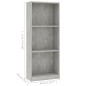 vidaXL Estantería de 3 niveles contrachapada gris hormigón 40x24x108cm vidaXL Estantería de 3 niveles contrachapada gris hormigón 40x24x108cm