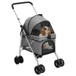 vidaXL Cochecito para perros plegable tela oxford gris 76x50x100 cm