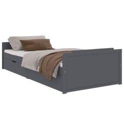 vidaXL Estructura cama con cajones madera maciza de pino gris 90x200cm