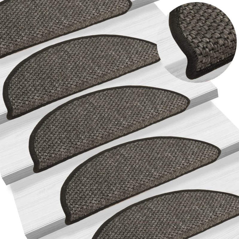 vidaXL Alfombra autoadhesiva escalera sisal 15 uds antracita 56x17x3cm