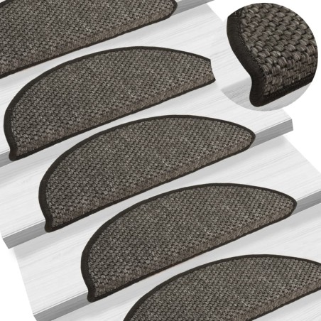 vidaXL Alfombra autoadhesiva escalera sisal 15 uds antracita 56x17x3cm