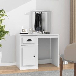 vidaXL Tocador con espejo madera contrachapada blanco 90x50x132,5 cm
