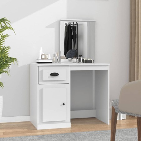 vidaXL Tocador con espejo madera contrachapada blanco 90x50x132,5 cm