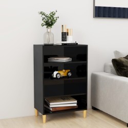 vidaXL Aparador de madera contrachapada negro brillante 57x35x90 cm