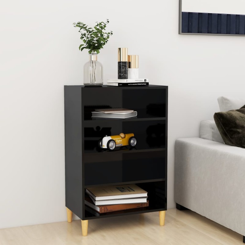 vidaXL Aparador de madera contrachapada negro brillante 57x35x90 cm vidaXL Aparador de madera contrachapada negro brillante 57x35x90 cm