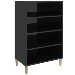 vidaXL Aparador de madera contrachapada negro brillante 57x35x90 cm