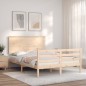 vidaXL Estructura de cama de matrimonio con cabecero madera maciza vidaXL Estructura de cama de matrimonio con cabecero madera maciza