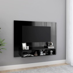vidaXL Mueble TV de pared contrachapado negro brillante 120x23,5x90 cm