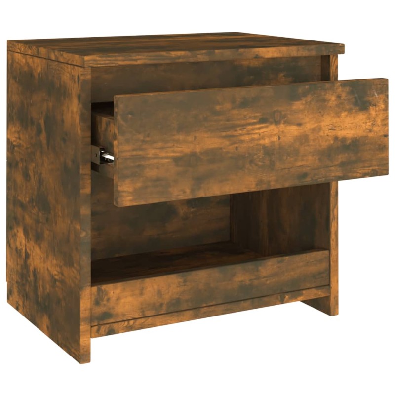 vidaXL Mesita de noche madera contrachapada roble ahumado 40x30x39cm vidaXL Mesita de noche madera contrachapada roble ahumado 40x30x39cm