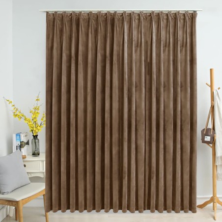 vidaXL Cortina opaca con ganchos terciopelo beige 290x245 cm