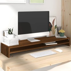 vidaXL Soporte monitor madera contrachapada roble marrón 100x24x13 cm