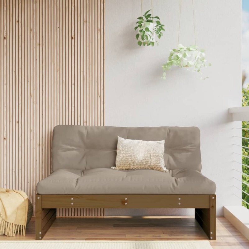 vidaXL Sofá central madera maciza de pino marrón miel 120x80 cm vidaXL Sofá central madera maciza de pino marrón miel 120x80 cm