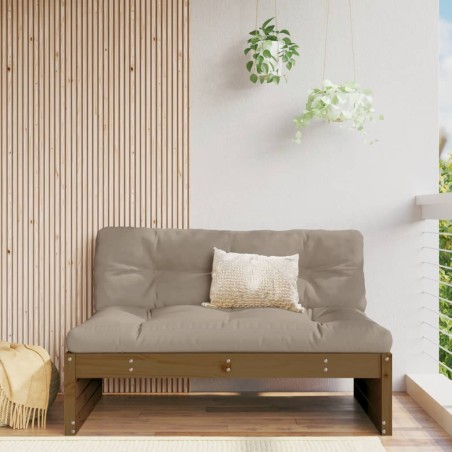 vidaXL Sofá central madera maciza de pino marrón miel 120x80 cm