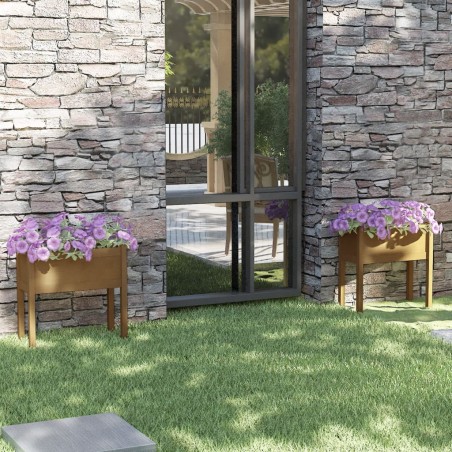 vidaXL Jardineras 2 uds madera maciza de pino marrón miel 70x31x70 cm