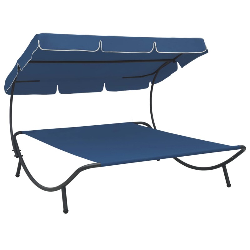 vidaXL Tumbona sofá de jardín con toldo azul vidaXL Tumbona sofá de jardín con toldo azul