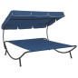 vidaXL Tumbona sofá de jardín con toldo azul vidaXL Tumbona sofá de jardín con toldo azul