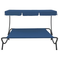 vidaXL Tumbona sofá de jardín con toldo azul