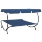 vidaXL Tumbona sofá de jardín con toldo azul vidaXL Tumbona sofá de jardín con toldo azul