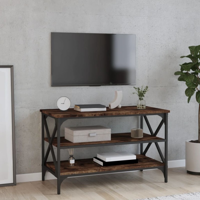 vidaXL Mueble para TV madera contrachapada roble ahumado 80x40x50 cm vidaXL Mueble para TV madera contrachapada roble ahumado 80x40x50 cm